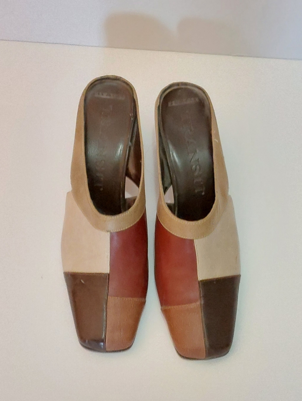 ✌️Brown Leather Patchwork Mules/Shoes